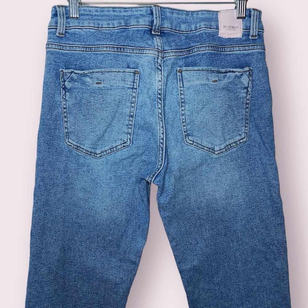 Zara Denim Ankle Cuffed Distressed Midrise Slim Fit Jeans - Picture 5 of 8